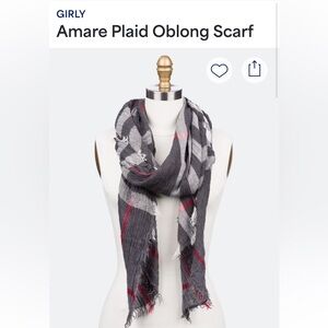 STITCHFIX scarf by GIRLY Amare oblong plaid scarf grey white red